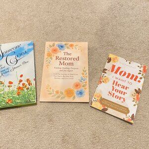 3 Mom Books The Restored Mom, I Want to Hear Your Story, Someone Cares Christmas